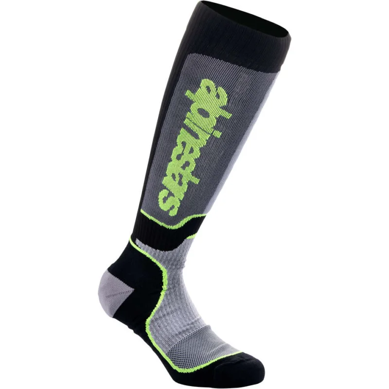Alpinestars MX PLUS Fluo Yellow Gray Black Motorcycle Cross Enduro Socks Solo Oggi