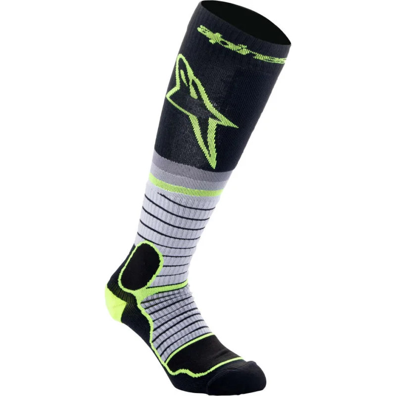 Spedizione Gratuita Alpinestars MX PRO Fluo Yellow Gray Black Motorcycle Cross Enduro Socks