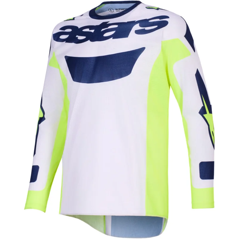 Alpinestars RACER AIR RIWAY Cross Enduro Jersey Light Grey Fluo Yellow Blue Prezzo Ridotto