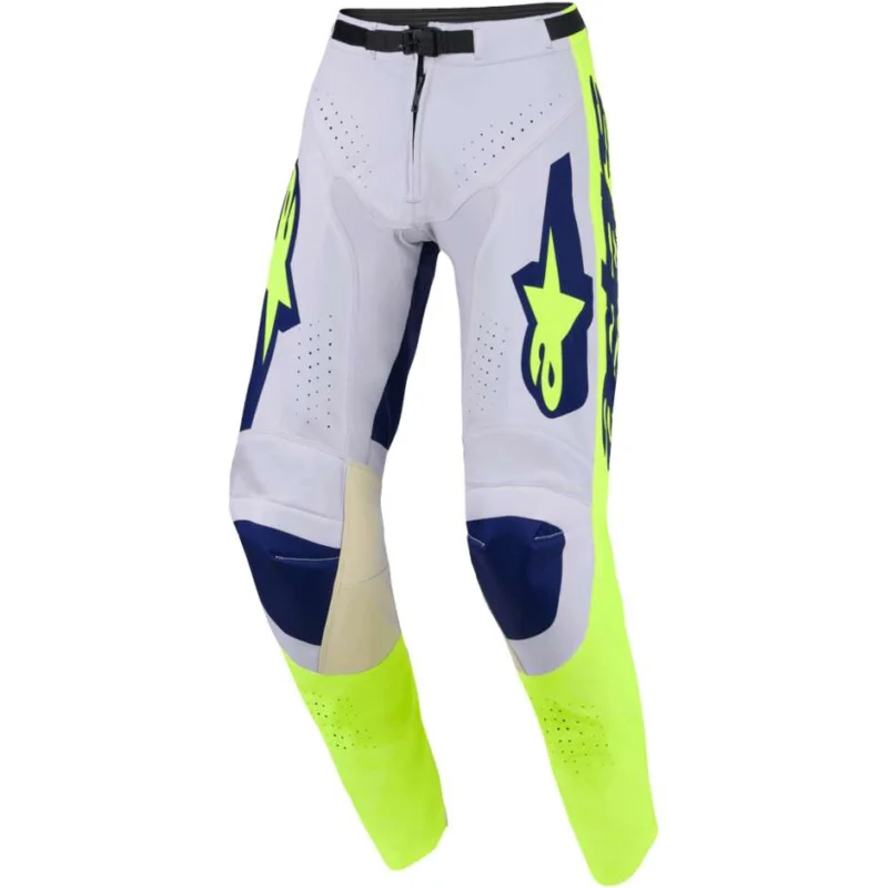 Consegna Rapida Alpinestars RACER AIR RIWAY Cross Enduro Motorcycle Pants Light Grey Fluo Yellow Blue