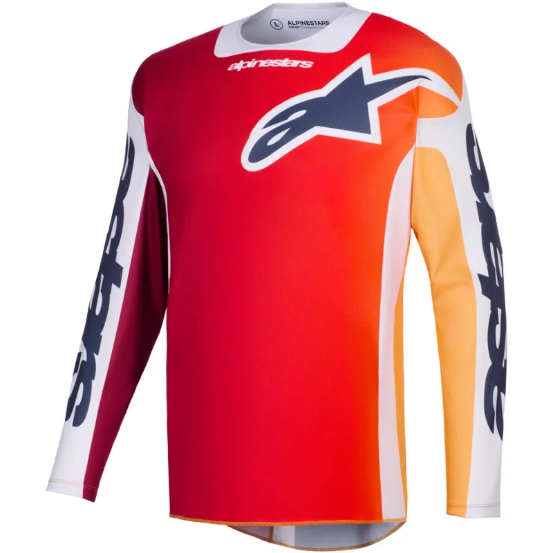 Non Perdere Alpinestars RACER PORTL Motocross Enduro Jersey Red Light Grey Dark Grey