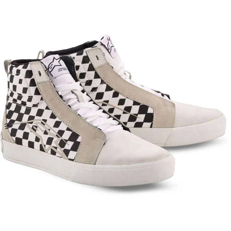 Alpinestars RIDE-63 CANVAS Checkered White/Black Motorcycle Shoes Economico