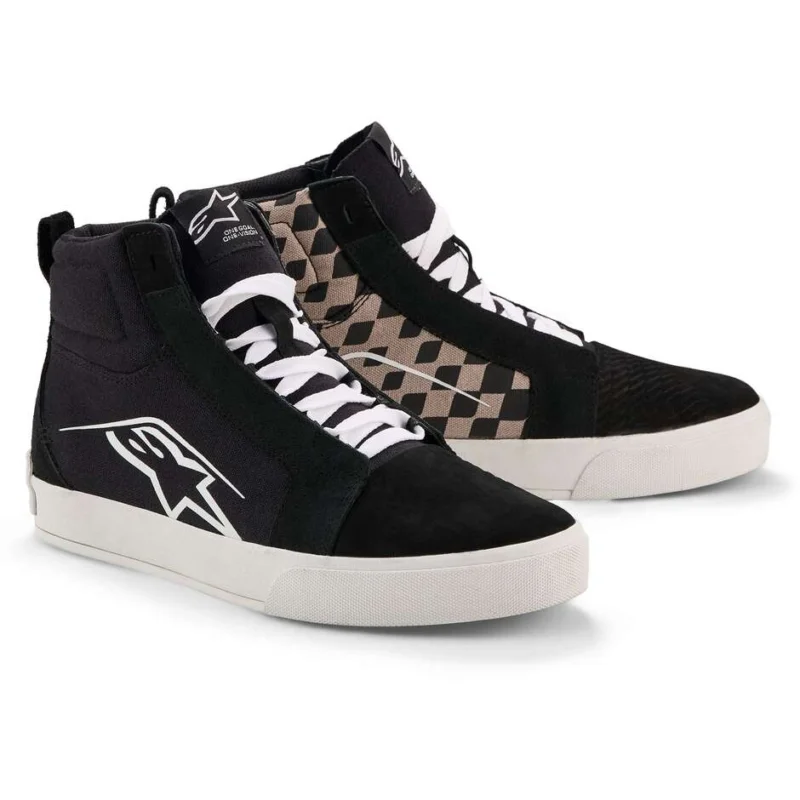 Popolare Alpinestars RIDE-63 CANVAS Motorcycle Shoes Black Cool Grey Checkered
