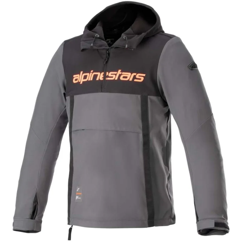 Alpinestars SHERPA HOODIE Casual Motorcycle Sweatshirt Fluo Red Gray Black Prezzo Ridotto