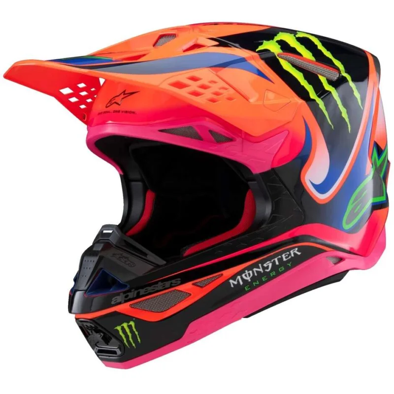 Alpinestars S-M10 DEEGAN Motocross Enduro Helmet Orange Fluorescent Purple Pink Fluorescent Gloss Compra Oggi Stesso