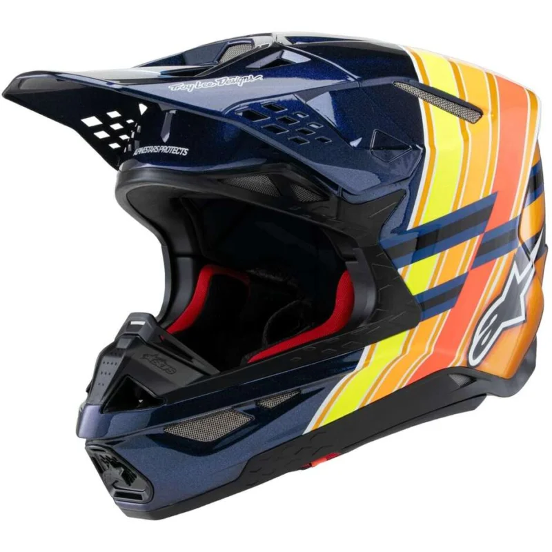 Alpinestars S-M10 TLD EDITION 25 Dark Blue Orange Fluorescent Yellow Red Enduro Motocross Helmet Subito Disponibile