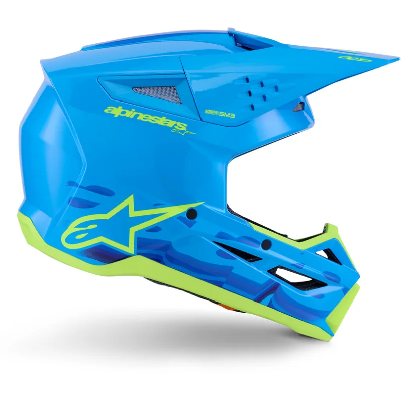 Alpinestars SM3 Force Youth Motocross Enduro Helmet Ece06 Gloss Cyan Nuovo Arrivo