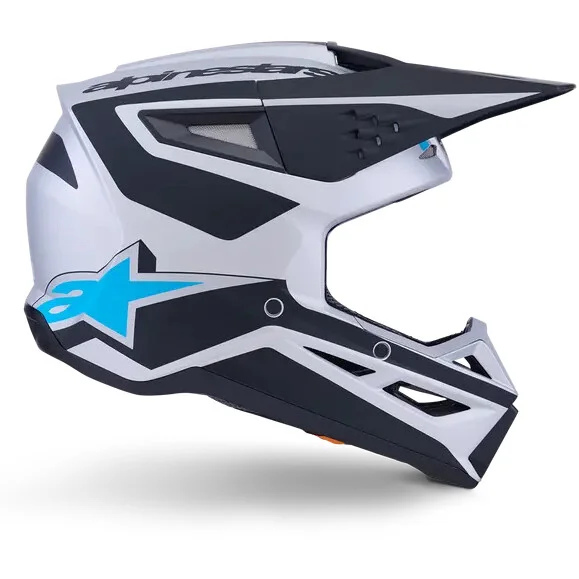Ordina Subito Alpinestars SM3 Heat Youth Motocross Enduro Helmet Ece06 Silver Blue Black Matte