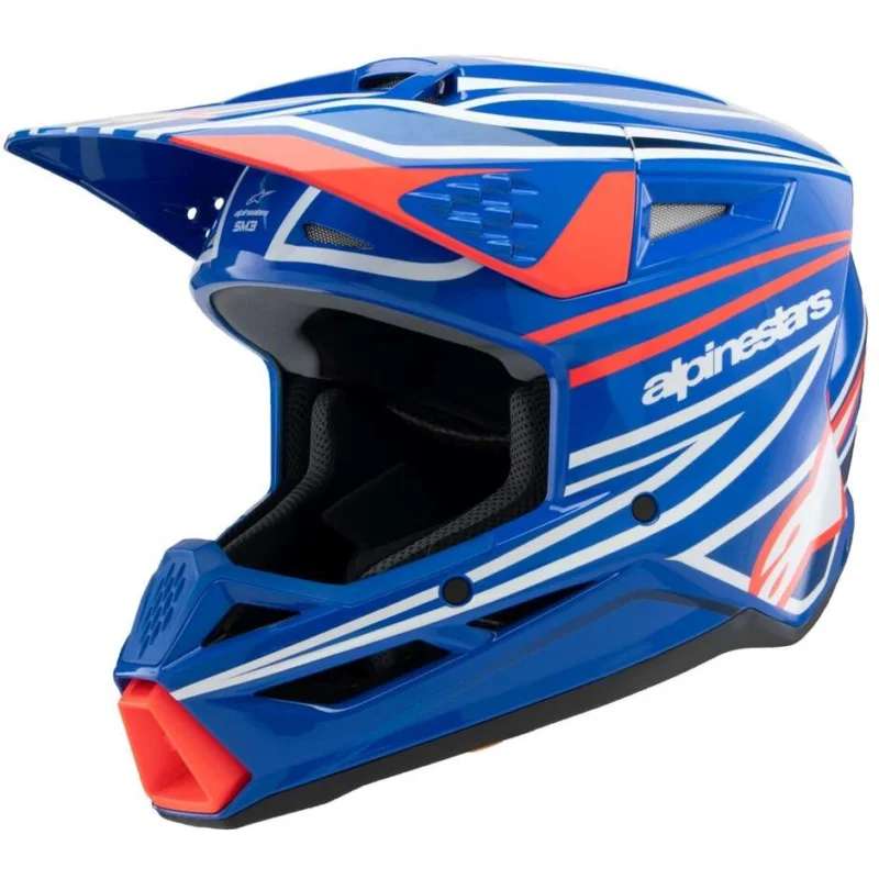 Occasione Imperdibile Alpinestars SM3 YOUTH WURX Kids Motocross Enduro Helmet Blue Red White Black Glossy