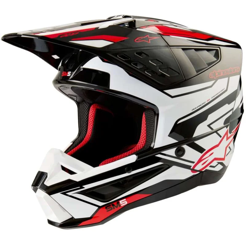 Compra Online Alpinestars S-M5 ACTION 2 22.06 Black White Red Glossy Motorcycle Cross Enduro Helmet