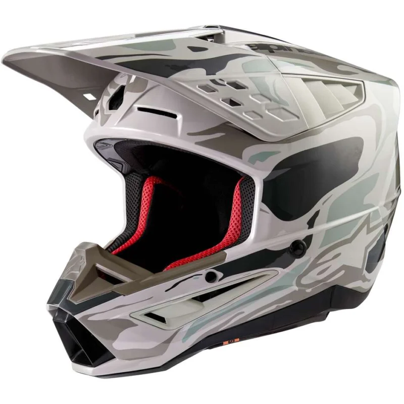 Alpinestars S-M5 MINERAL 22.06 Gray Green Glossy Motorcycle Cross Enduro Helmet Reso Gratuito