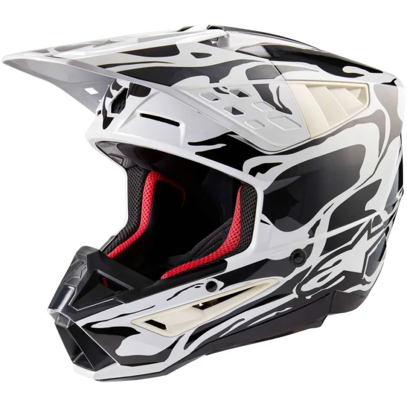 Alpinestars S-M5 MINERAL 22.06 Red Gray Glossy Motorcycle Cross Enduro Helmet A Buon Prezzo