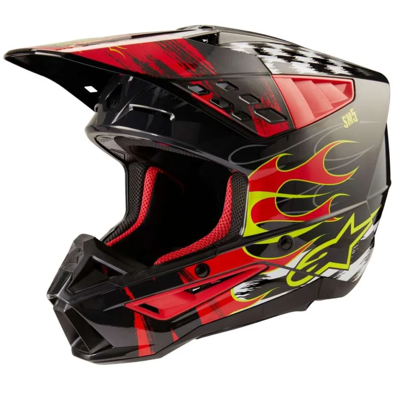 Alpinestars S-M5 RASH 22.06 Gray Red Glossy Motorcycle Cross Enduro Helmet Miglior Prezzo
