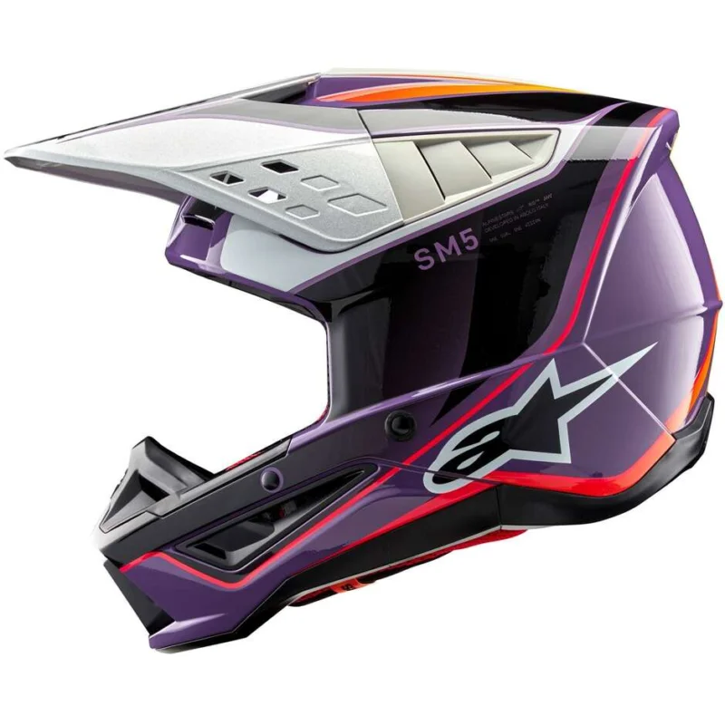 Spedito Oggi Alpinestars S-M5 SAIL 22.06 Black Silver Glossy Motorcycle Cross Enduro Helmet