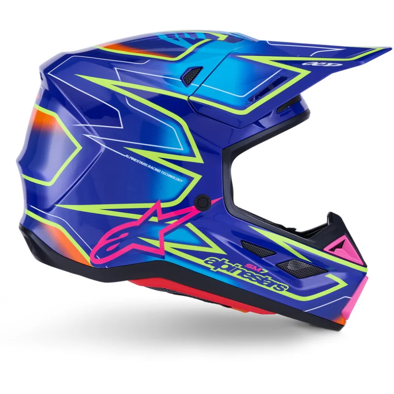 Alpinestars SM7 Cast Ece06 Motocross Enduro Helmet, Glossy Blue, Pink, Fluorescent Yellow Ordina Subito