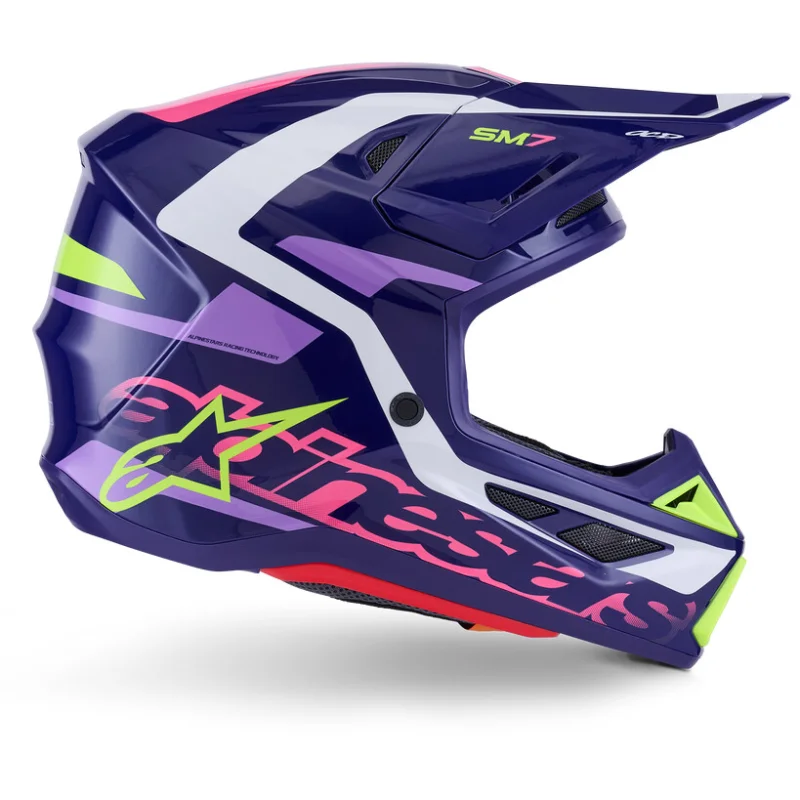 Alpinestars SM7 Deed Ece06 Motocross Enduro Helmet Glossy Purple Pink Ultime Pezzi