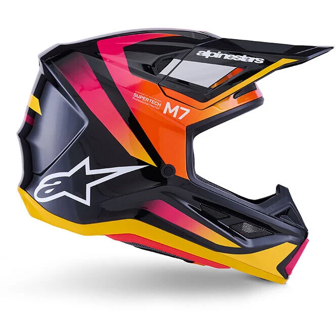 Alpinestars SM7 Rise ECE06 Black Yellow Pink Gloss Cross Enduro Motorcycle Helmet Ultime Pezzi