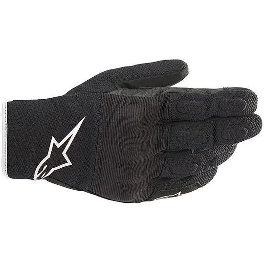 Alpinestars S MAX Drystar Leather and Fabric Motorcycle Gloves Black Drystar Black White Direttamente Dal Produttore