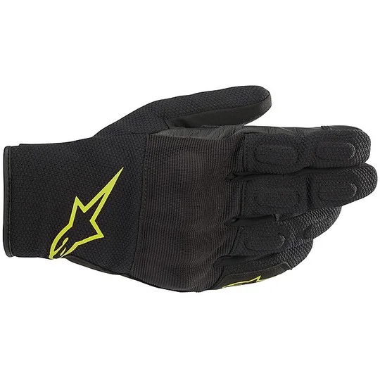 Alpinestars S MAX Drystar Motorcycle Gloves Leather and Fabric Drystar Black Yellow Fluo Compra Adesso