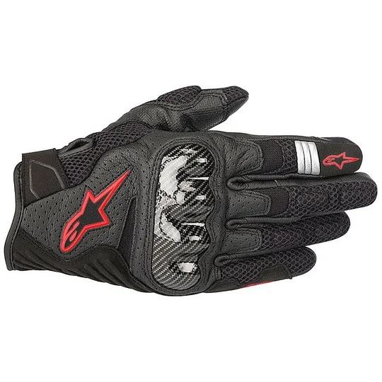 Sconto Alpinestars SMX-1 AIR v2 Motorcycle Gloves Black Red Fluo