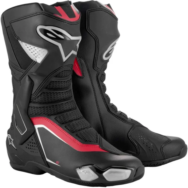 Alpinestars SMX-6 V3 Motorcycle Boots Black Silver Red Bestseller