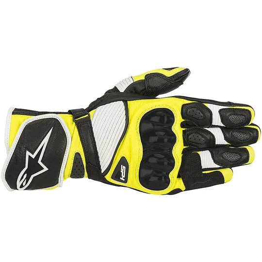 Esclusivo Alpinestars SP-1 v2 Racing Leather Motorcycle Gloves Black White Yellow