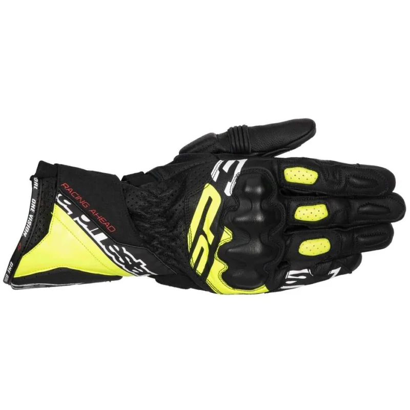 Vendita Finale Alpinestars SP-3 Leather Motorcycle Gloves Black Yellow Fluo White
