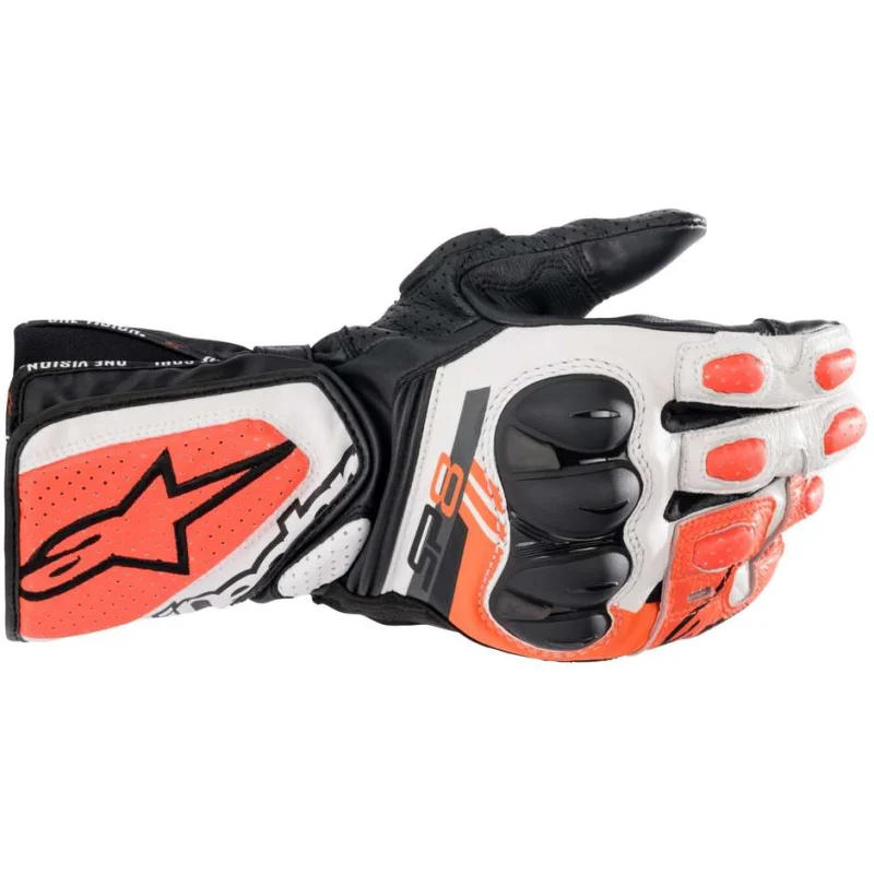 Alpinestars SP-8 V3 Leather Gloves Fluo Red White Black Miglior Prezzo
