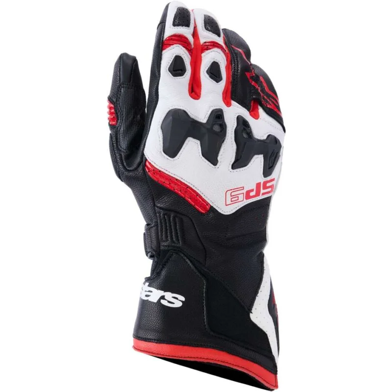 Occasione Imperdibile Alpinestars SP-9 Motorcycle Gloves Black White Bright Red