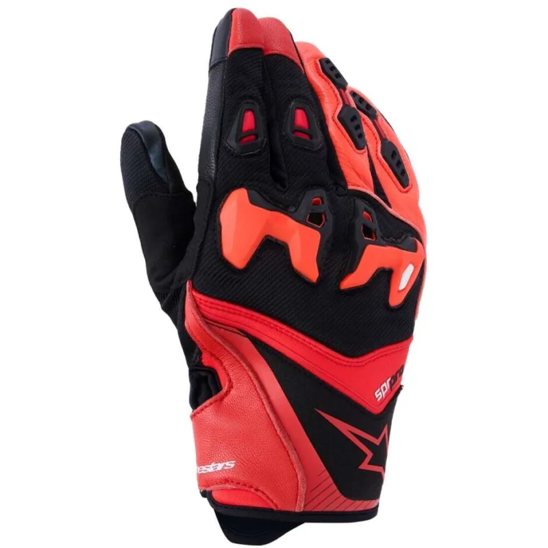 Alpinestars SP-R PRO Leather Motorcycle Gloves Black Fluo Red Economico