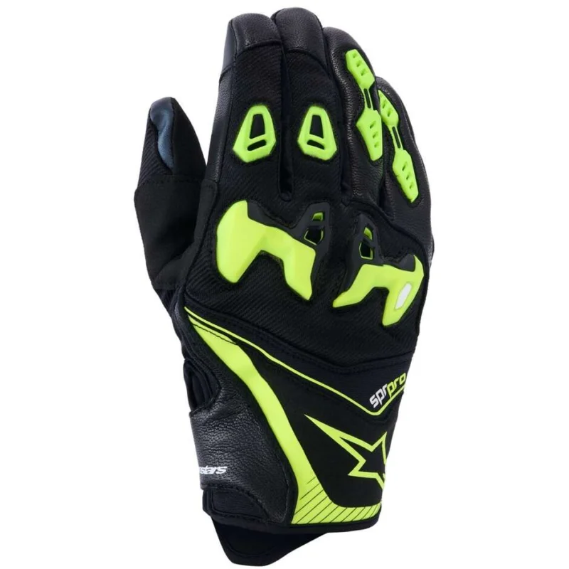 Alpinestars SP-R PRO Leather Motorcycle Gloves Black Fluorescent Yellow Offerta Del Giorno