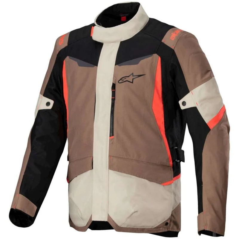 Alpinestars ST-1 WATERPROOF Fabric Motorcycle Jacket Dark Khaki Sand Black Red Fluorescent Soddisfatti O Rimborsati