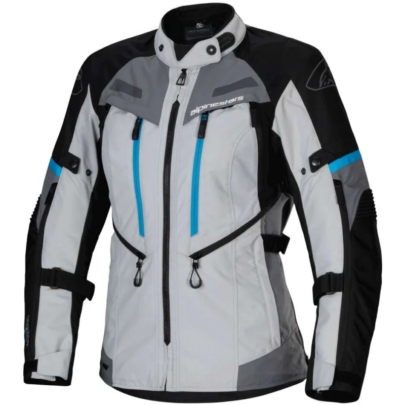 Alpinestars STELLA BOGOTA' PRO Women's Touring Motorcycle Jacket Ice Grey Black Light Blue Esclusivo