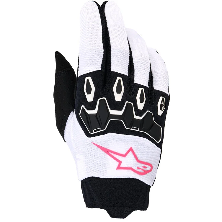 Alpinestars Stella Full Bore V2 Women's Motocross Enduro Gloves White Pink Fluorescent Black Occasione Imperdibile