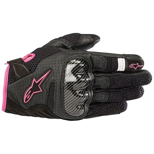 Alpinestars Stella SMX1 Air v2 Women's Motorcycle Gloves Black Fuchsia Promo Stagionale