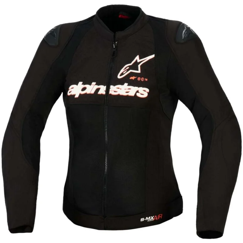 Novità Alpinestars STELLA SMX AIR Women's Motorcycle Jacket Black White Fluorescent Red