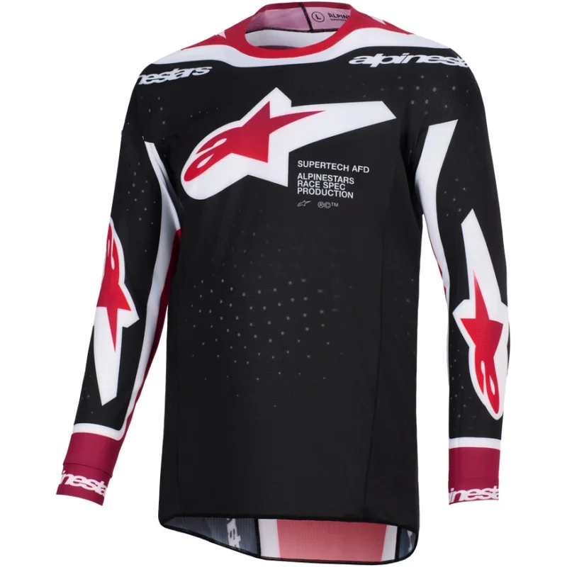 Non Perdere Alpinestars SUPERTECH AFD PRO VISTA Motocross Enduro Jersey Black Red White