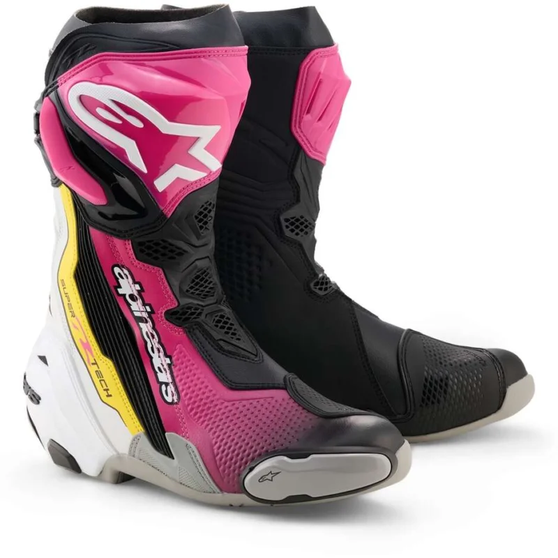 Alpinestars SUPERTECH R Motorcycle Boots Black Magenta White Yellow Pagamento Sicuro