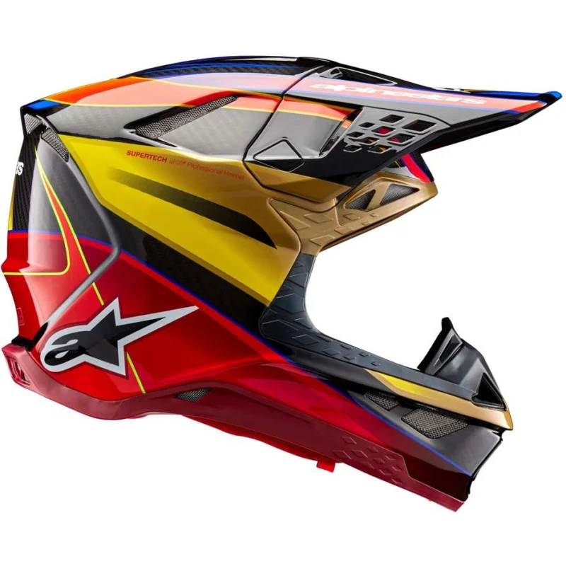 Popolare Alpinestars SUPERTECH S-M10 ERA 22.06 Glossy Red Yellow Motorcycle Cross Enduro Helmet