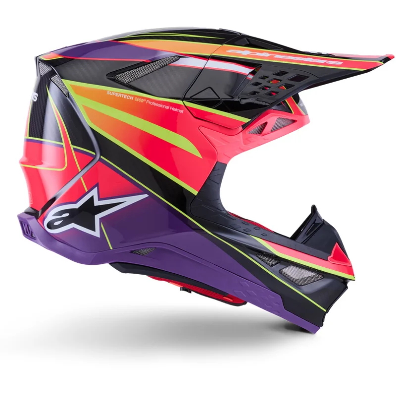 Promozione Alpinestars Supertech S-M10 Era Helmet ECE 22.06 Pink Purple Fluorescent Yellow Gloss Cross Enduro Motorcycle