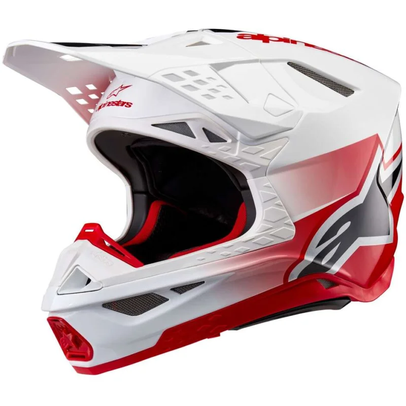 Nuova Collezione Alpinestars SUPERTECH S-M10 UNITE 22.06 White Red Glossy Motorcycle Cross Enduro Helmet