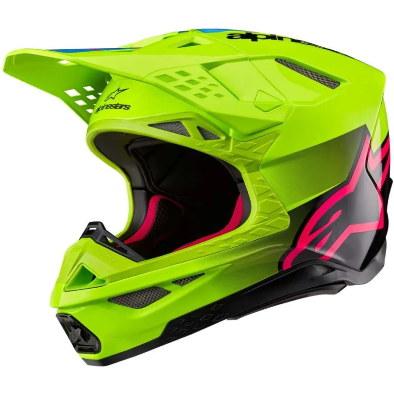 Alpinestars SUPERTECH S-M10 UNITE 22.06 Yellow Fluo Black Pink Motorcycle Cross Enduro Helmet Saldi