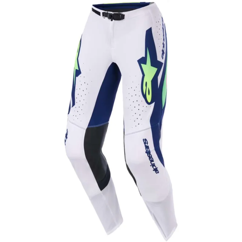 Super Prezzo Alpinestars SUPERTECH VISTA Cross Enduro Motorcycle Pants Light Grey Fluo Yellow Blue