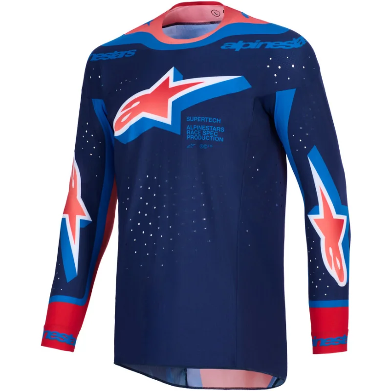 Alpinestars SUPERTECH VISTA Motocross Enduro Jersey Dark Blue Warm Coral Cobalt Spedizione Espresso