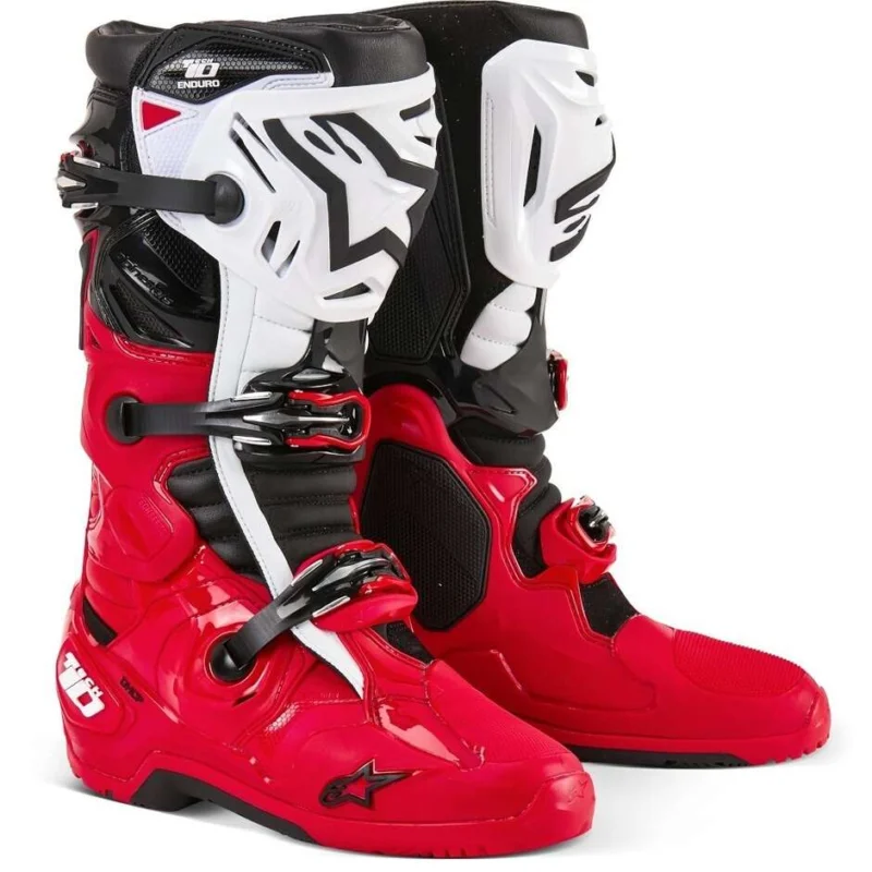 Direttamente Dal Produttore Alpinestars TECH 10 ENDURO Bright Red Black White Motorcycle Boots