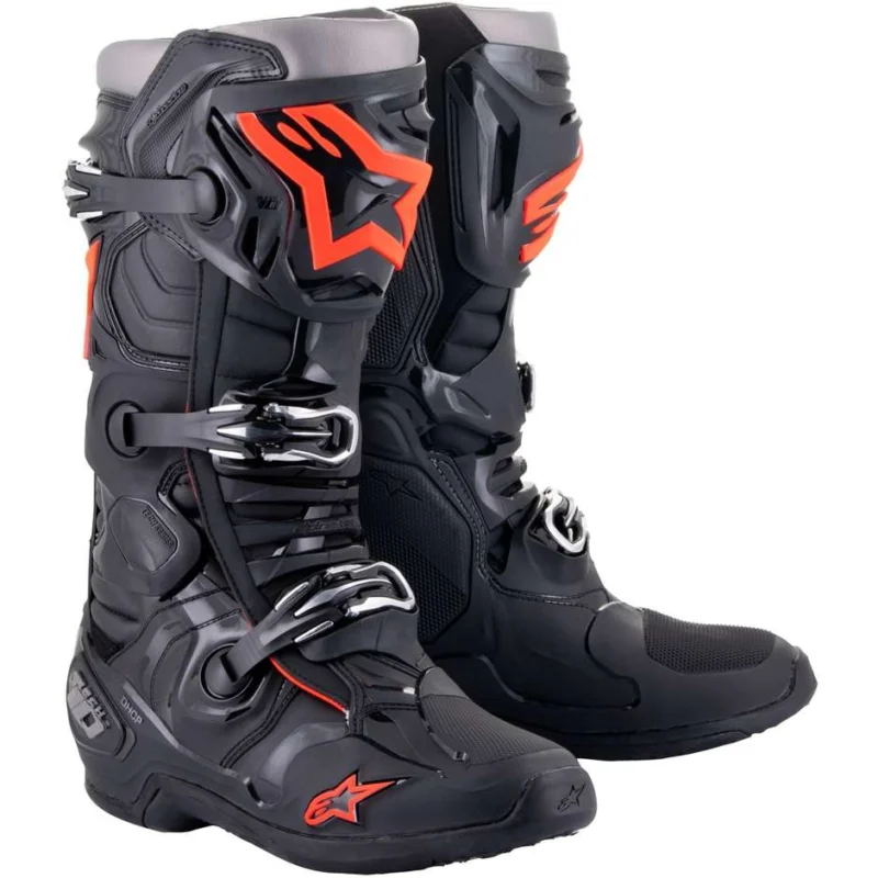 Saldi Alpinestars TECH 10 Fluo Red Black Cross Enduro Motorcycle Boots
