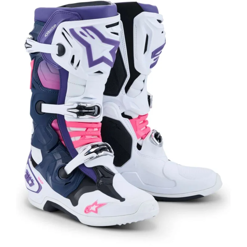 Alpinestars TECH 10 Motocross Enduro Boots White Purple Navy Blue Pink Fluorescent Ordina Subito