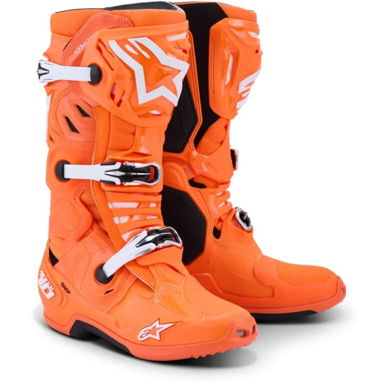 Alpinestars TECH 10 SUPERVENTED Motocross Enduro Boots Fluorescent Orange Black White Più Venduto