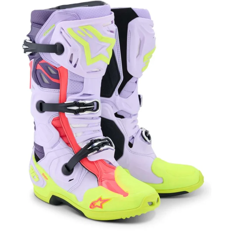 Alpinestars TECH 10 SUPERVENTED Motocross Enduro Boots Purple Fluo Yellow Diva Pink Ultime Pezzi