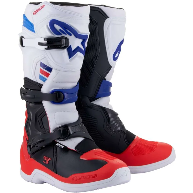 Alpinestars TECH 3 Cross Enduro Motorcycle Boots White Red Blue Solo Oggi
